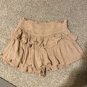 Taupe / Beige Ruched Tiered Skort
